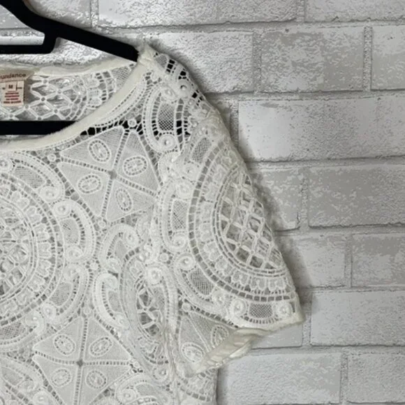 Sundance White Shadow Dance Open Crotchet Short Sleeve Top - Picture 5 of 10